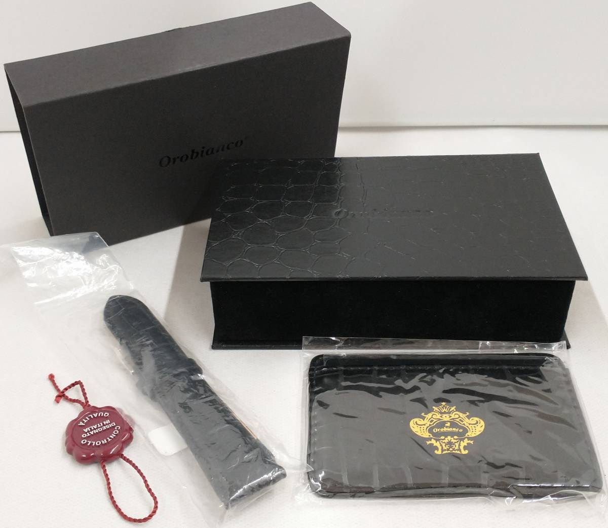 ジャンク Orobianco オロビアンコ OR-0011N 自動巻 黒文字盤 ステンレスベルト 箱付 カードケース付き 腕時計 21JEWELS