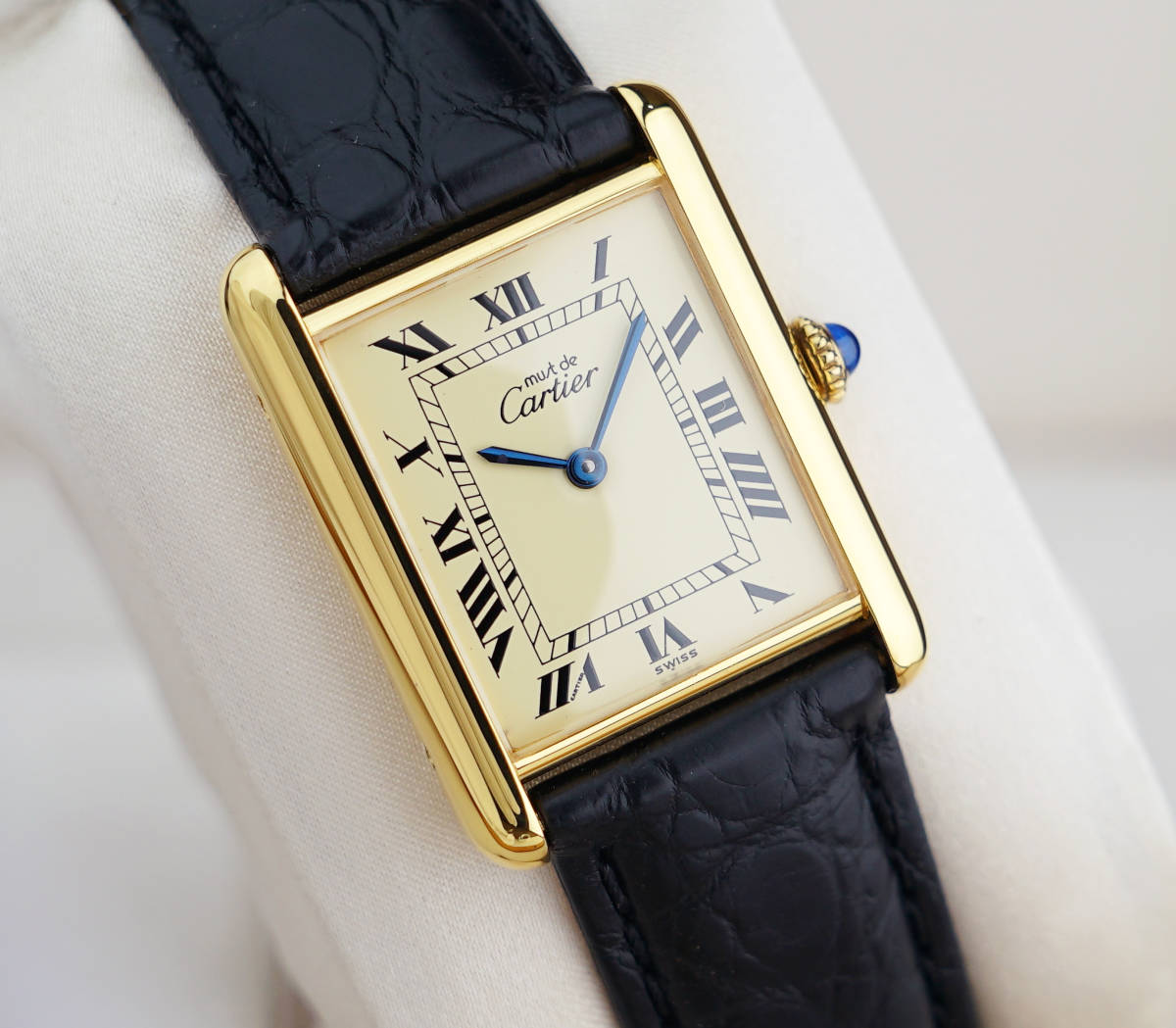 カルティエ タンク ヴェルメイユ SV925 ゴールド レディース CARTIER】カルティエ マストタンク ヴェルメイユ SV925(GP)/レザー