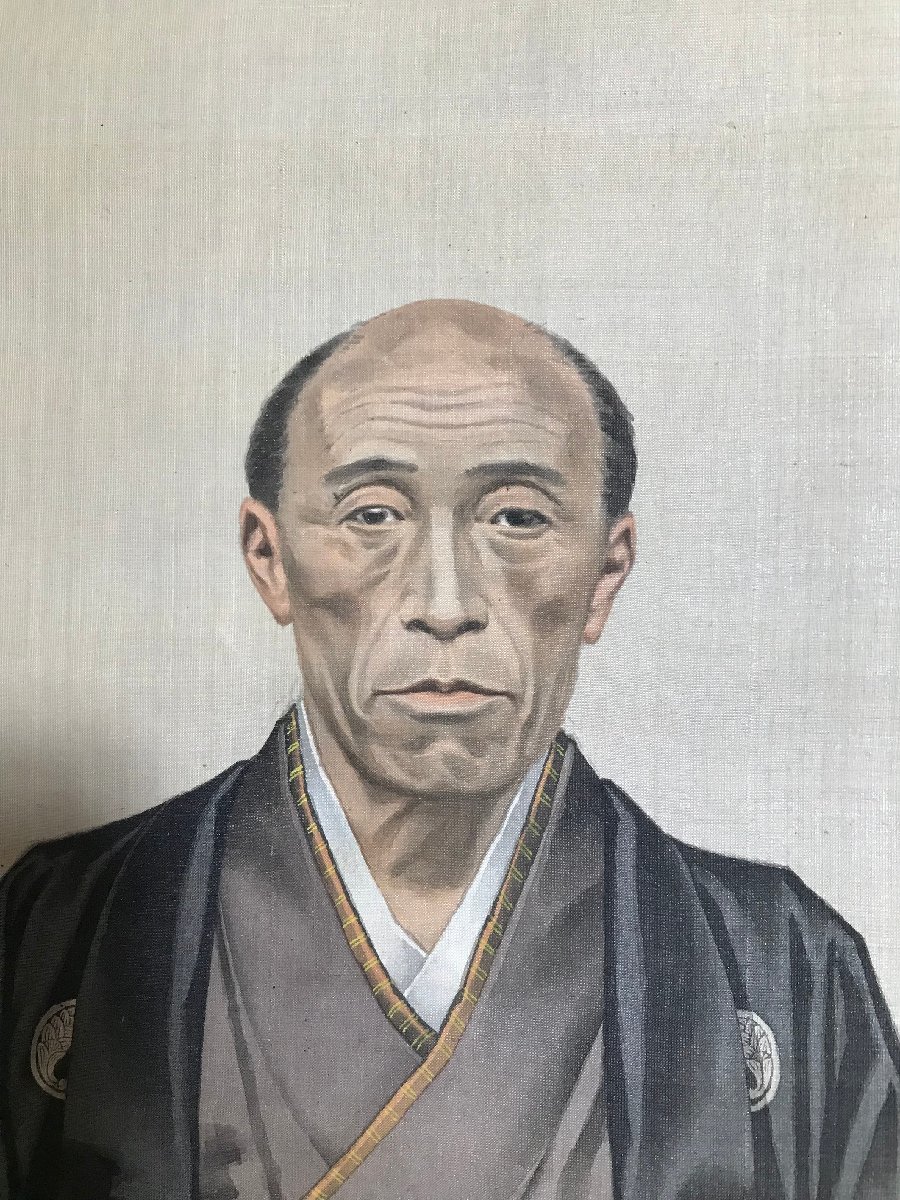 BP-545 小林清親 肉筆 深澤前定 真像 明治時代 掛軸 絹本 肖像画 人物