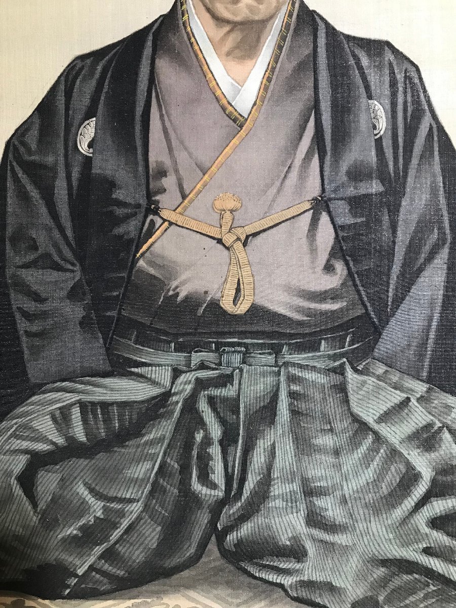 BP-545 小林清親 肉筆 深澤前定 真像 明治時代 掛軸 絹本 肖像画 人物