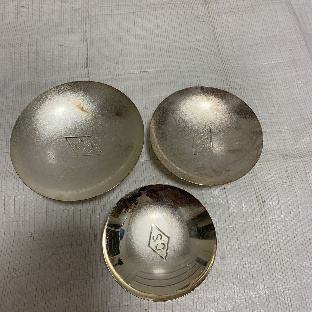 銀杯 純銀製 3個セット。 金杯・銀杯（金盃・銀盃）：SLS-M ／ 表彰