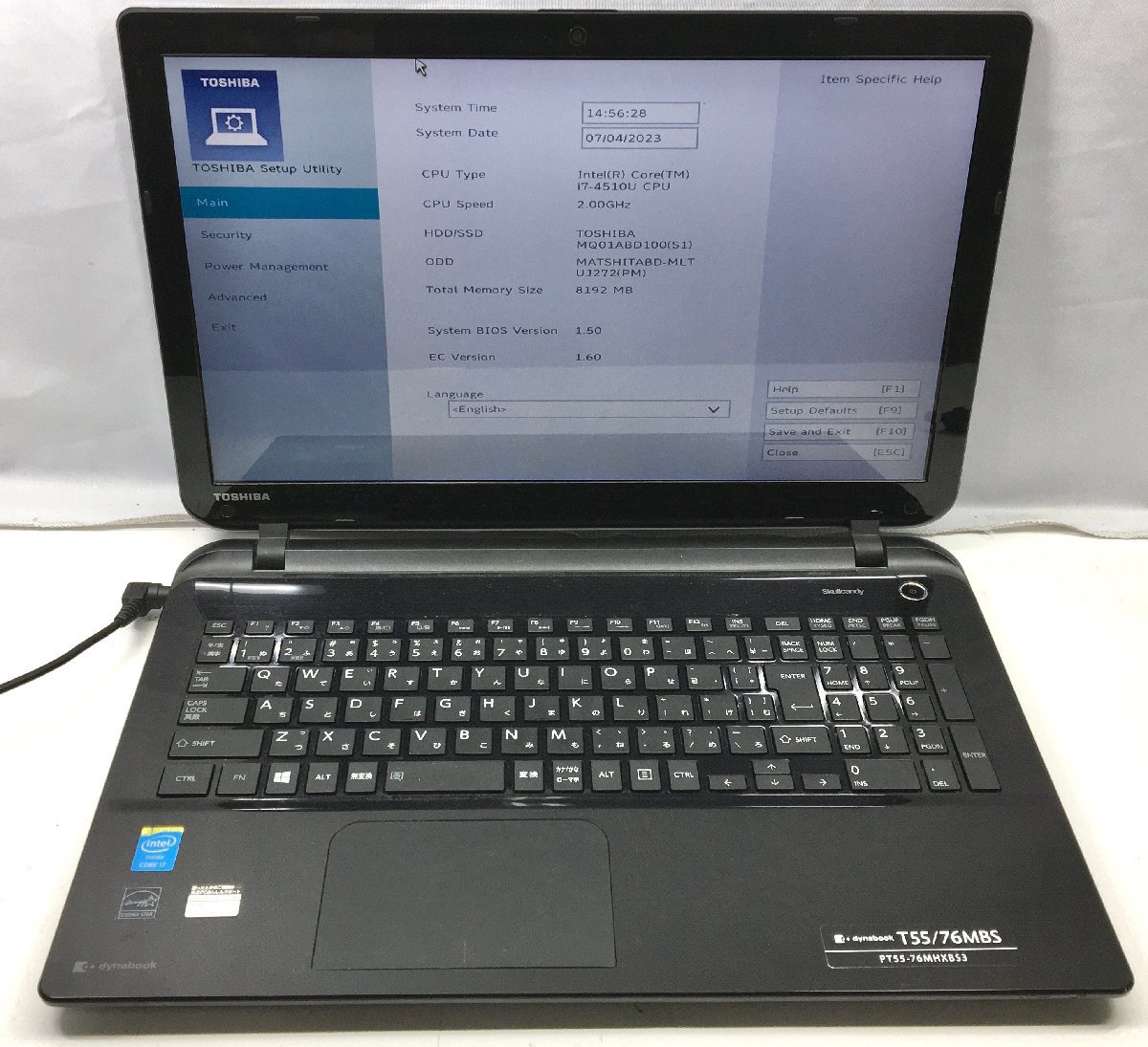 NT: 東芝 T55/76MBS Corei7-4510U 2.0GHz/8GB/1000GB 無線 ブルーレイ
