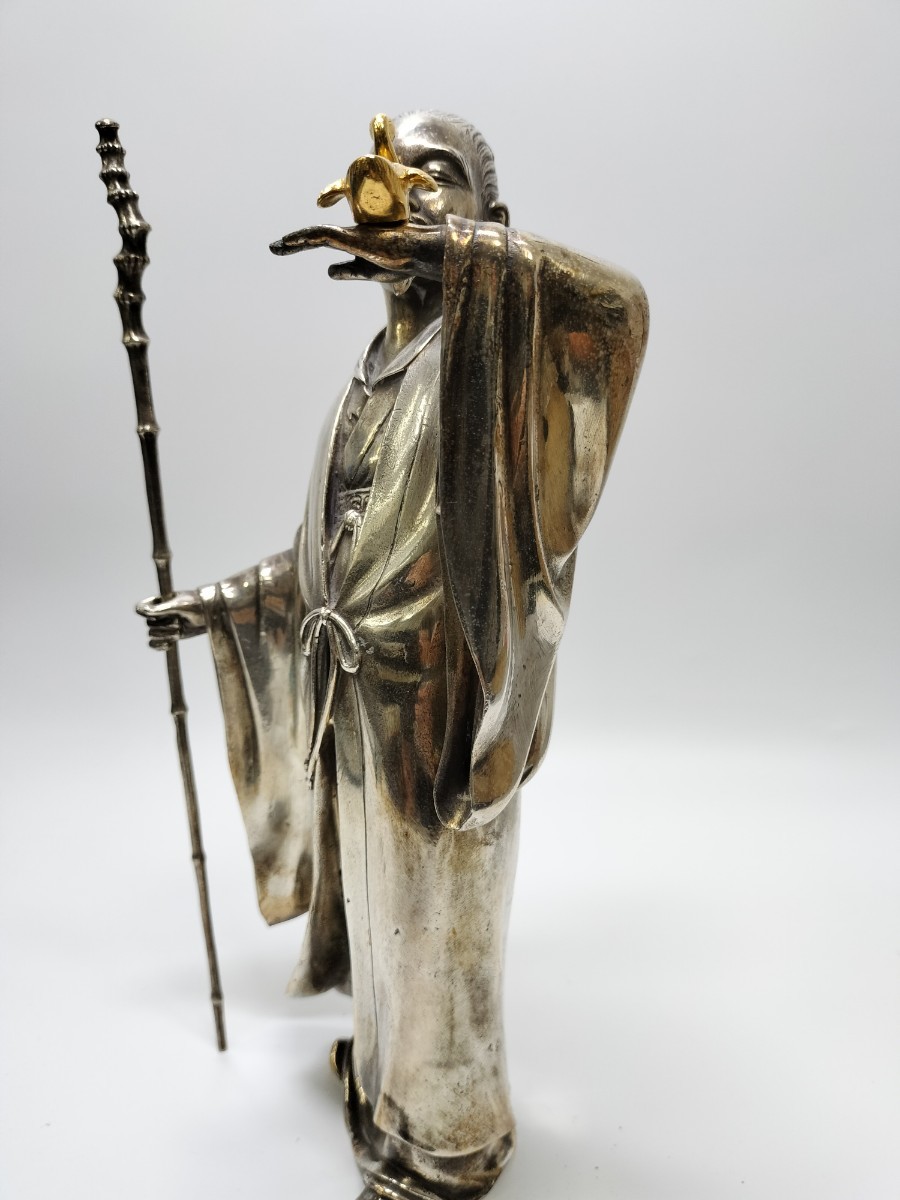 置物 鳥仙人像 金工師 大島如雲 如雲 銀 刻印あり 銀製 細工彫刻 置物