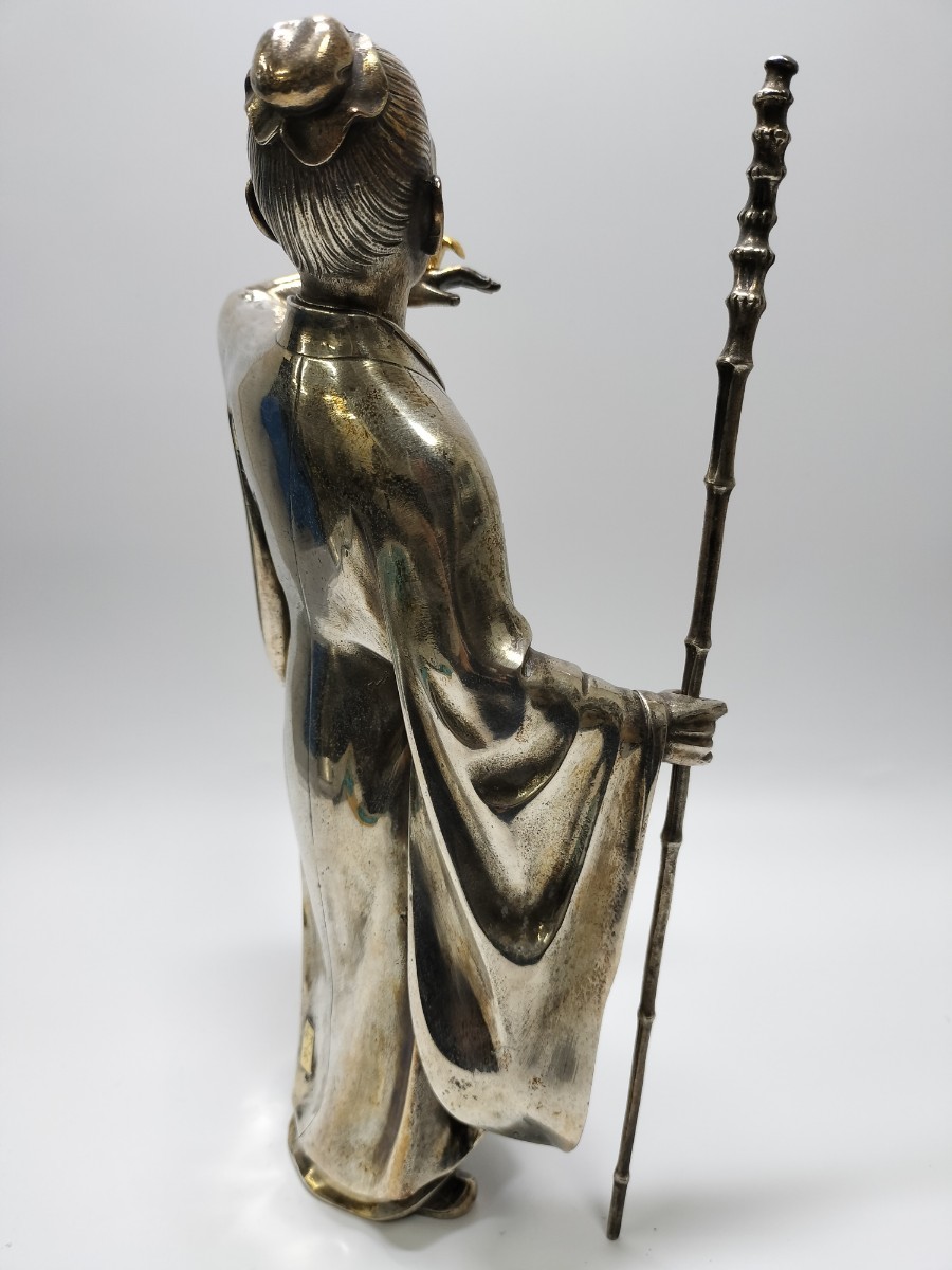 置物 鳥仙人像 金工師 大島如雲 如雲 銀 刻印あり 銀製 細工彫刻 置物