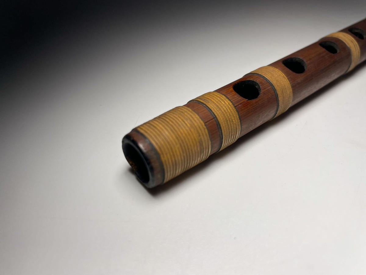 DHU981 △ 朗童在銘 篠笛 菅頭「八」 木管楽器 和楽器 竹笛 全長35.5
