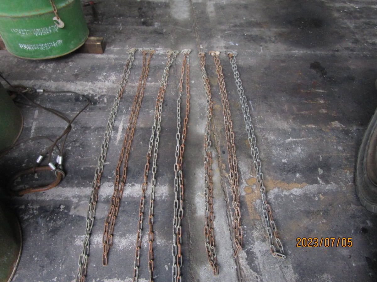 型枠チエーン 足場チェーン 10本セット ヤスヒロ工業 開発事業部 3.6m 油谷 №7050 足場チェーン 10本セット 型枠チェーン 吊チェーン  3m 4m 自在 チェーン フック付き 荷締め スリング 中古 吊り具 クレーン