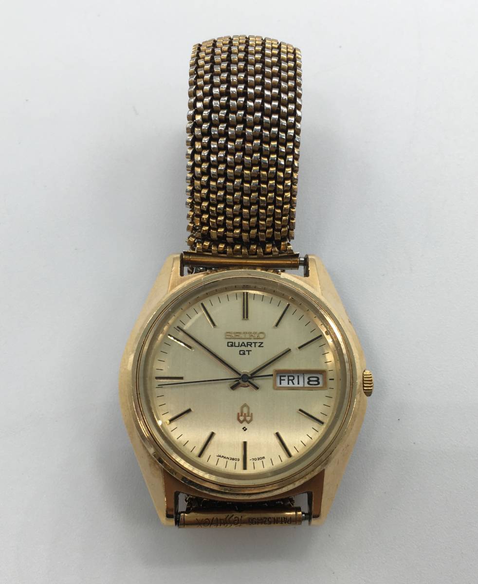 【6466】SEIKO セイコー QZ 3803-7031 クォーツ QR デイデイト シルバー系文字盤 メンズ腕時計 ジャンク