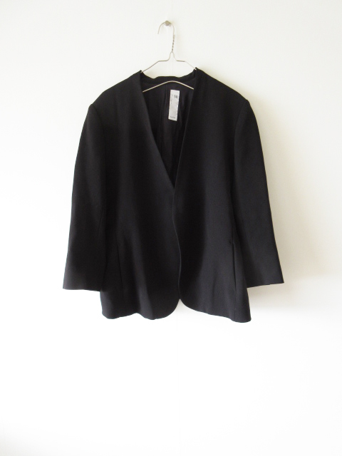 美品 2019 NO CONTROL AIR / ノーコントロールエアー ライトクレープ ダブルクロス ノーカラージャケット 38 BLACK * カーディガン