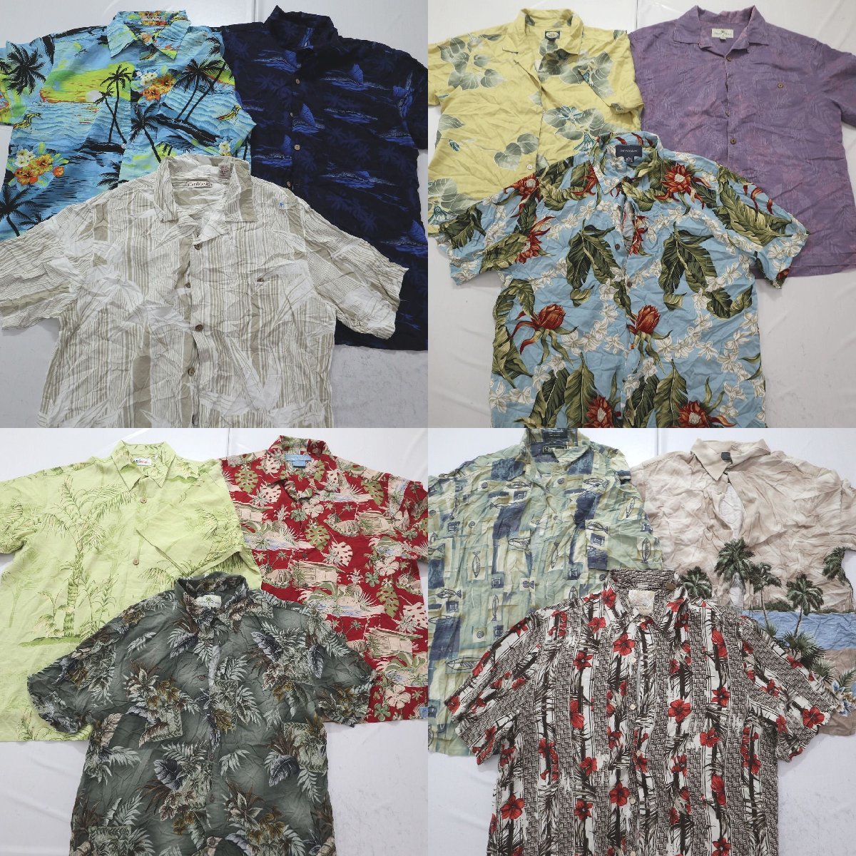 ◎半袖アロハシャツMIX set 総柄　花　デザイン 他 (メンズL) 12枚セット まとめ売り 古着卸 1円スタート 最落なし MO6801