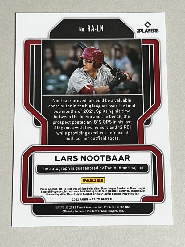 ヌートバー Lars Nootbaar 直筆サインカード 2022 Panini Prizm Rookie