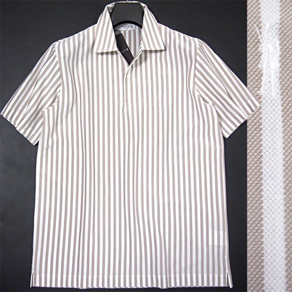 新品 1.7万 マッキントッシュロンドン ストライプ 半袖 プルオーバー シャツ M 【I44841】 MACKINTOSH LONDON 春夏 サマー メンズ