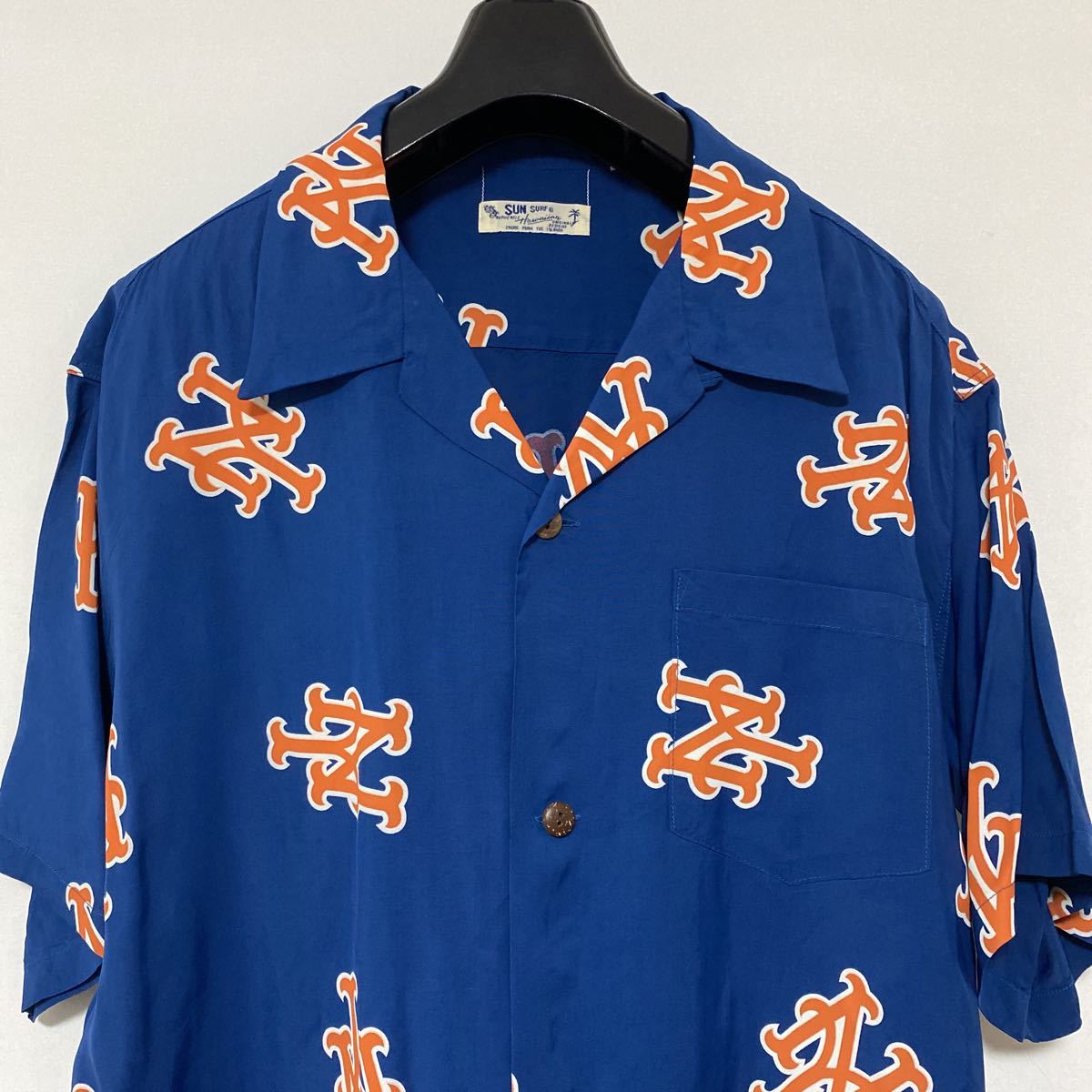 美品 beams 別注 サンサーフ MLB NY Mets アロハ シャツ L sunsurf 