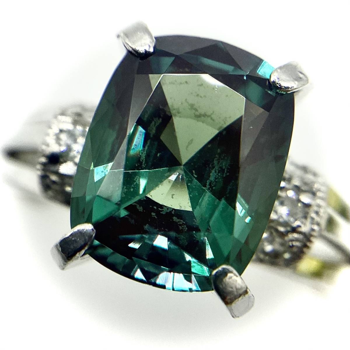 【9629】希少!Crescent Vert クレサンベール★京セラ★合成アレキサンドライト 天然ダイヤモンド★6.7g 16号★リング★箱無★中古保管品★