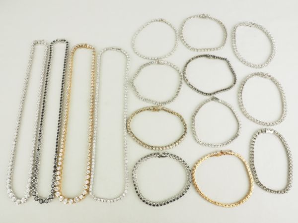 大量セット SILVER 925 等 テニスネックレス ブレス 15点 01 ジルコニア アクセサリー まとめて シルバー