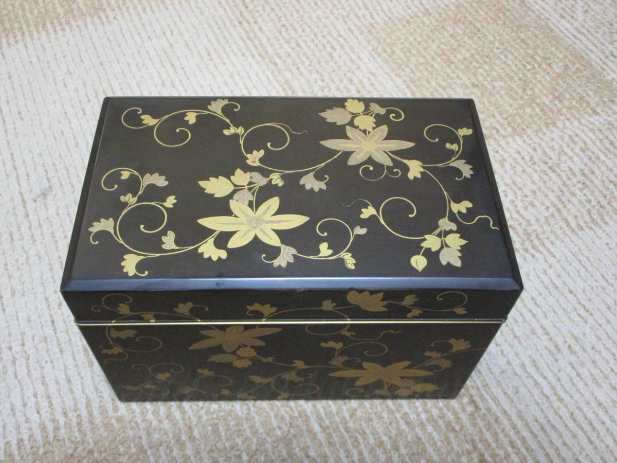 蒔絵 花唐草模様 書道具 茶道具 茶器箱 文箱 小箱 割れ欠け無 縦約11cm