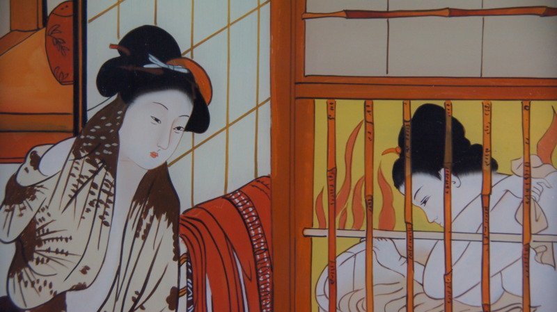 hh358 中国 ガラス絵 美人画 女性 まとめて 2点 艶絵 中国美術 時代物