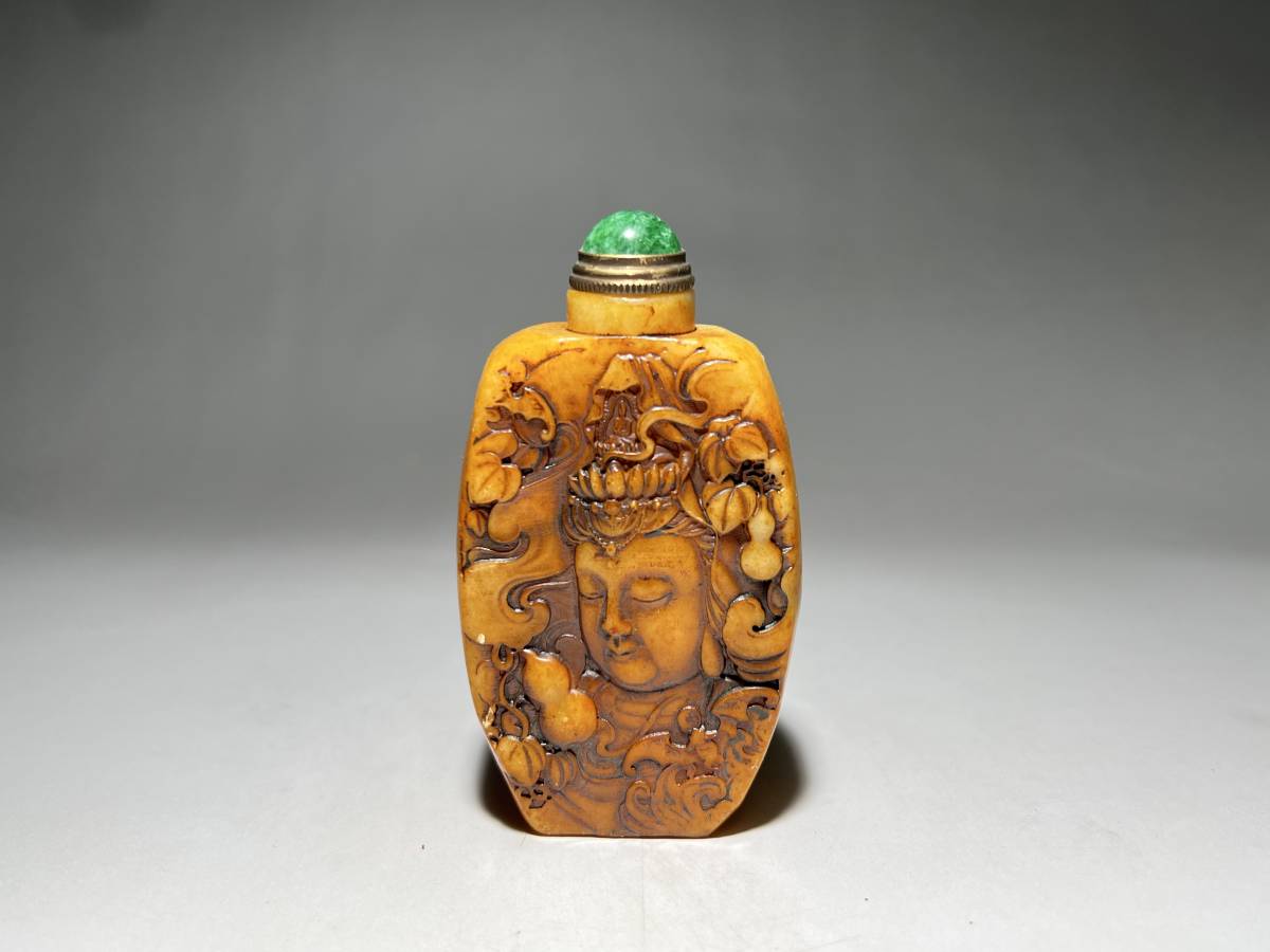 中国古玩 清時代 和田玉 観音菩薩彫刻 寿山石印材 翡翠 瑪瑙 琥珀 極細工