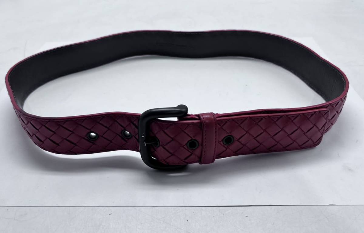 BOTTEGA VENETA レザー ベルト 90cm レッド ◎【売り切り】BOTTEGA VENETA ボッテガヴェネタ イントレチャート 赤