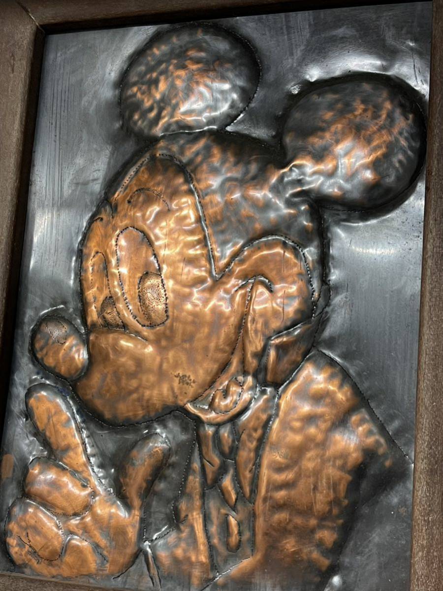 36916-4) ミッキーマウス ディズニー 銅板レリーフ 額装 詳細不明