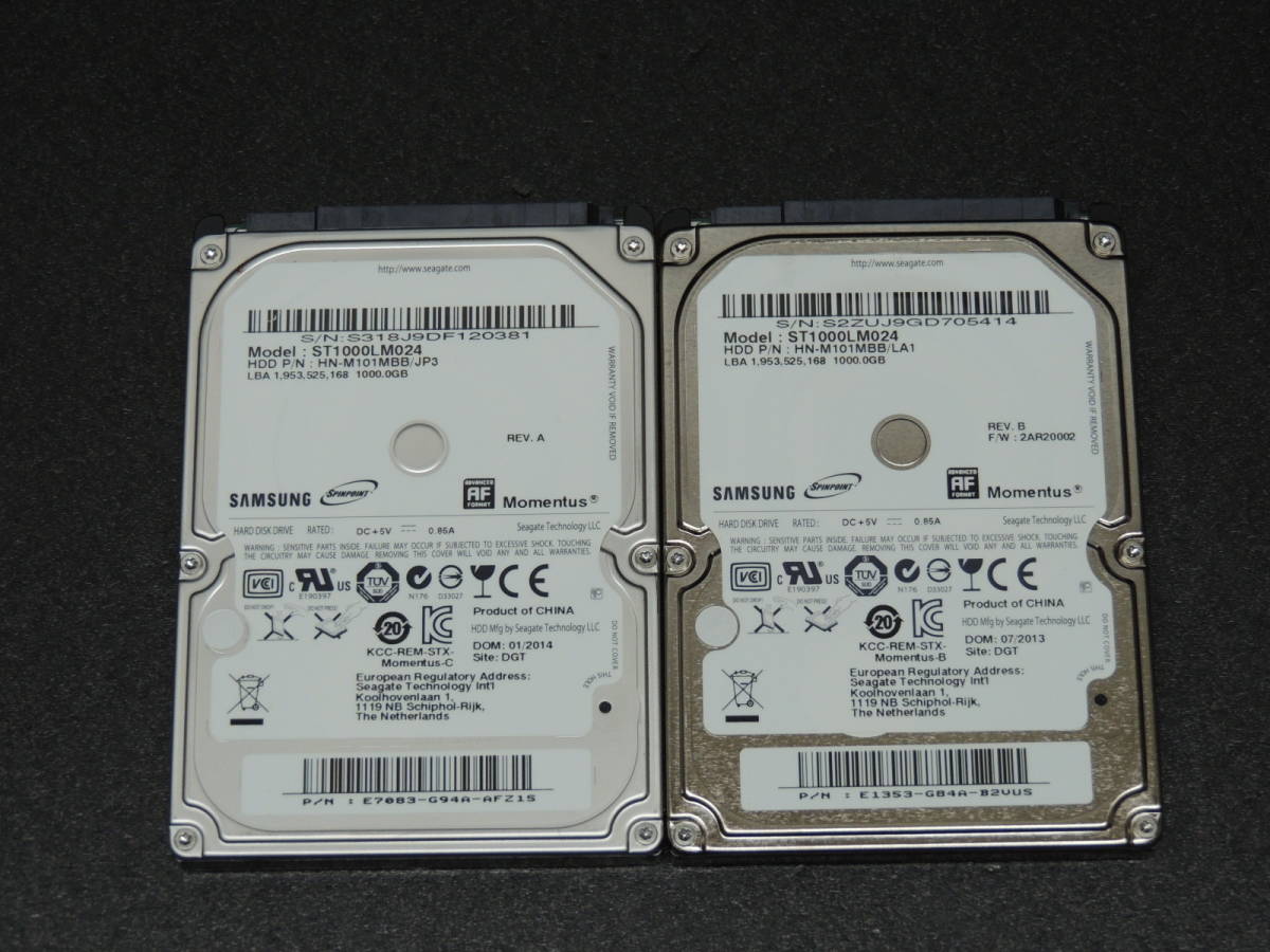 ハードディスク 2.5 SerialATA HDD 1TB 状態正常 4台セット 管33