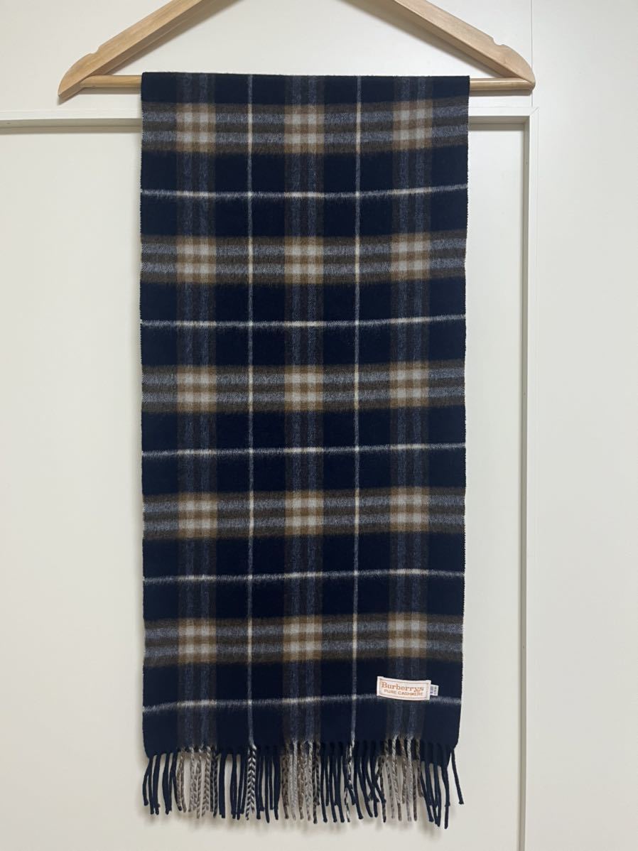 BURBERRY バーバリー マフラー カシミア100％ ダークネイビー系 送料