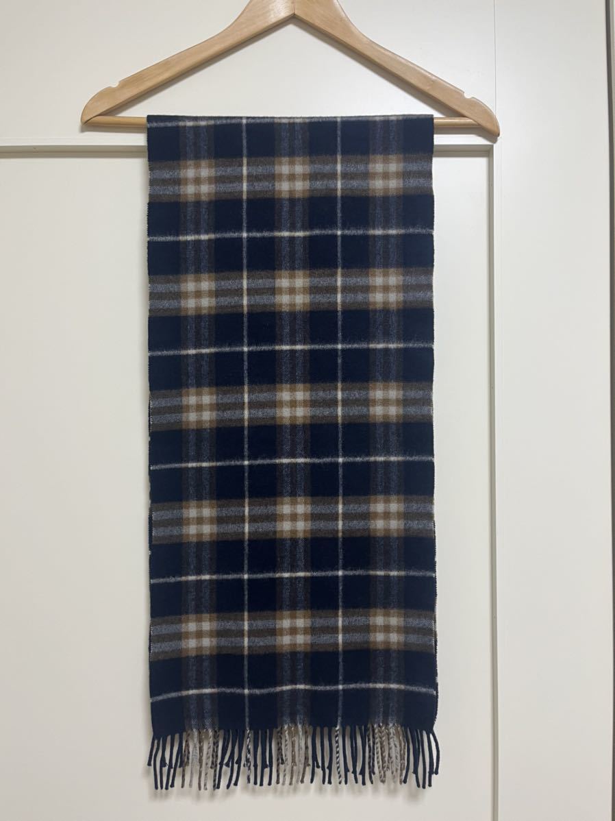 BURBERRY バーバリー マフラー カシミア100％ ダークネイビー系 送料