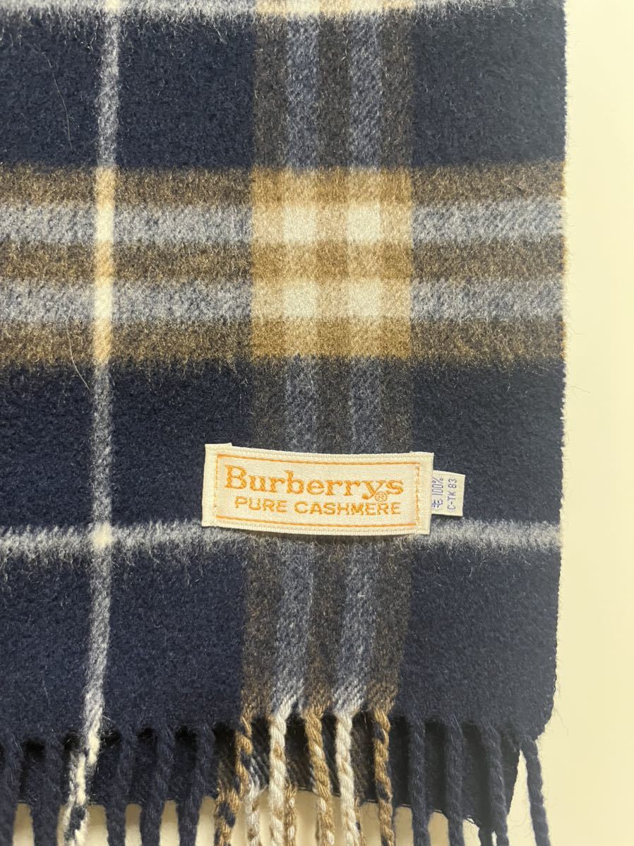 BURBERRY バーバリー マフラー カシミア100％ ダークネイビー系 送料