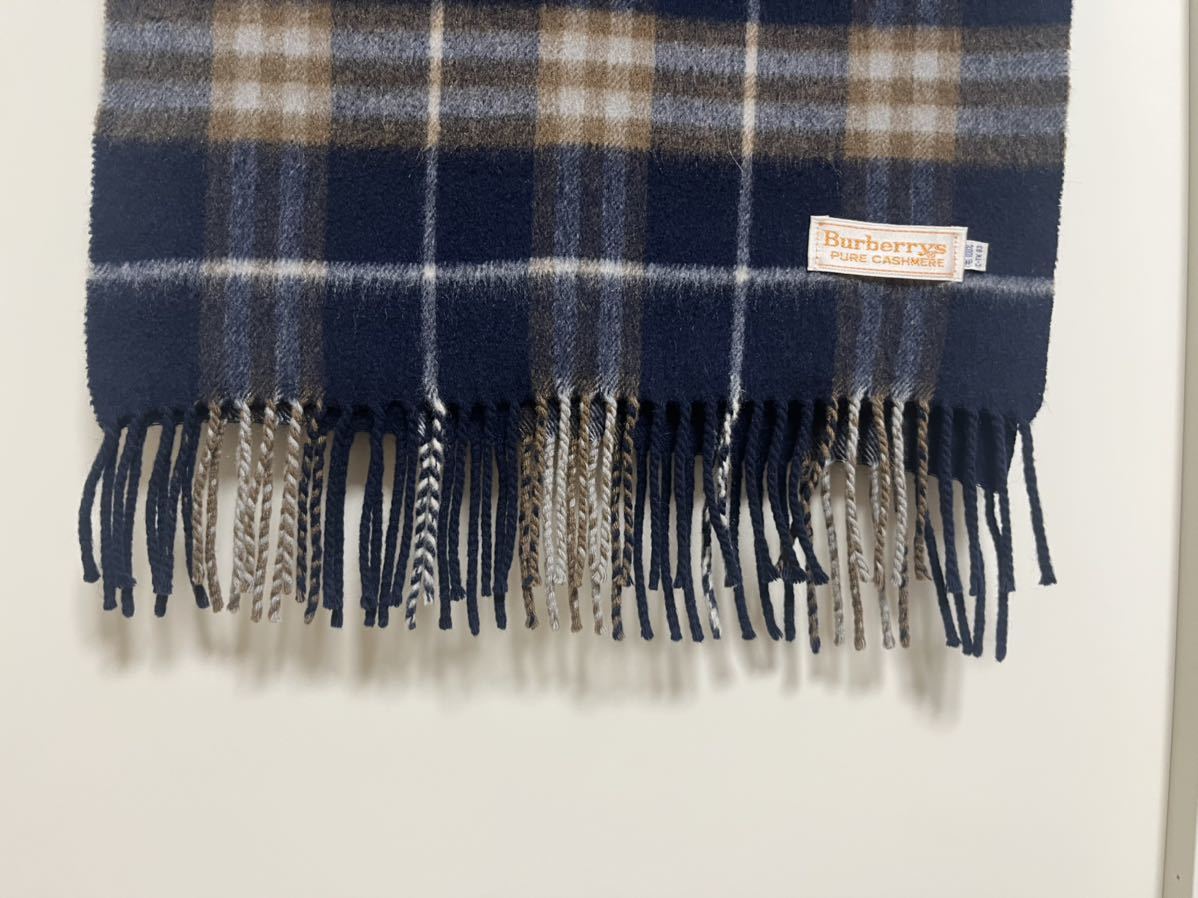BURBERRY バーバリー マフラー カシミア100％ ダークネイビー系 送料