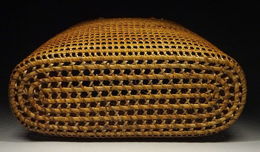 緑屋zc□ 時代煎茶道具 籐編 提籃籠 野点茶籠 天葵編 てんき 幅約35.5