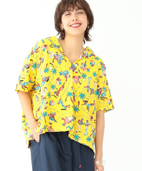 新品 SUN SURF × BEAMS BOY / ハワイアン セーラー シャツ 黄色 定価14 