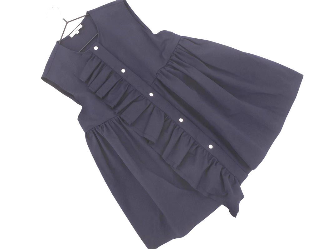 yori ヨリ デザイン ノースリーブ ブラウス シャツ size36/濃紺 ■◆ ☆ dgb8 レディース