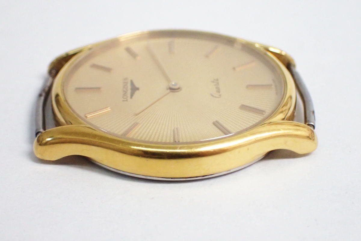 1円【LONGINES】稼働品 ロンジン クオーツ L150.4 ギョーシェ文字盤 