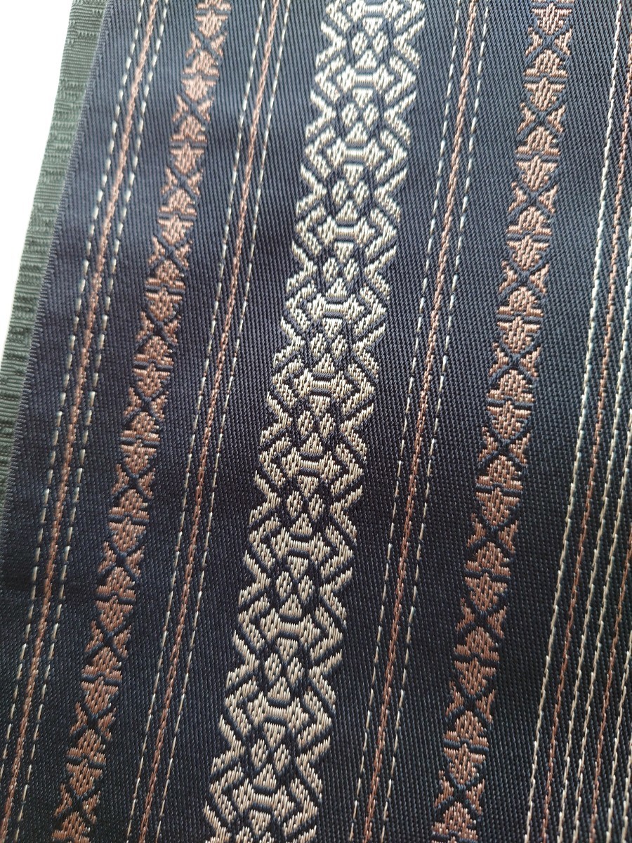 すずや■212新品未使用国産「小杉織物㈱」ポリエステル両面半幅帯　黒