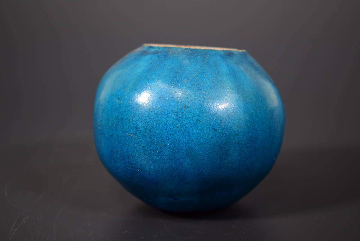 和】(6607) 時代古作 古代ペルシャ小壺 ペルシャブルー 土器 ペルシャ