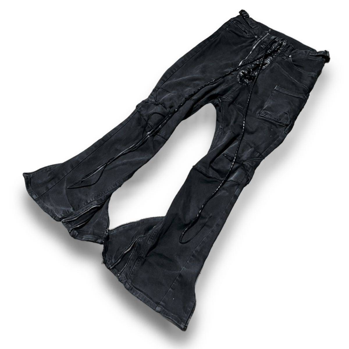 00's Ifsixwasnine Archive laced zipper flare denim pants