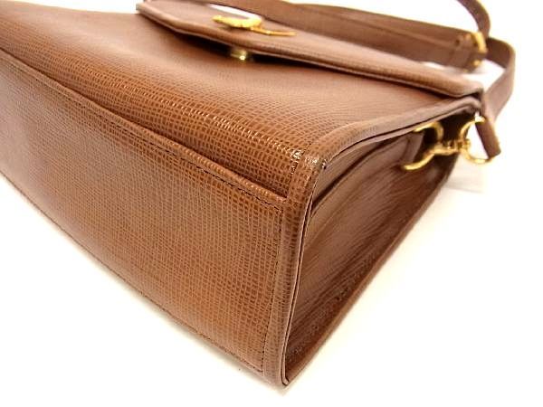 1円 ■美品■ courreges クレージュ レザー 2WAY クロスボディ ハンドバッグ ショルダーバッグ 肩掛け 斜め掛けかばん ブラウン系 BE2158