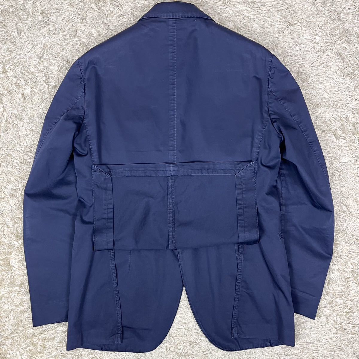 美品 ラルディーニ LARDINI ネイビー 紺色 コットン 春夏用 テーラード