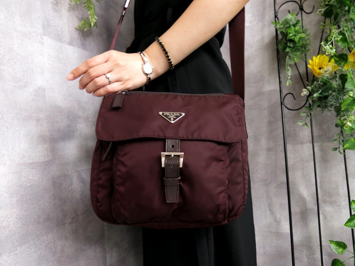 ○超美品○PRADA プラダ○ポコノ ナイロン カーフ レザー 本革 