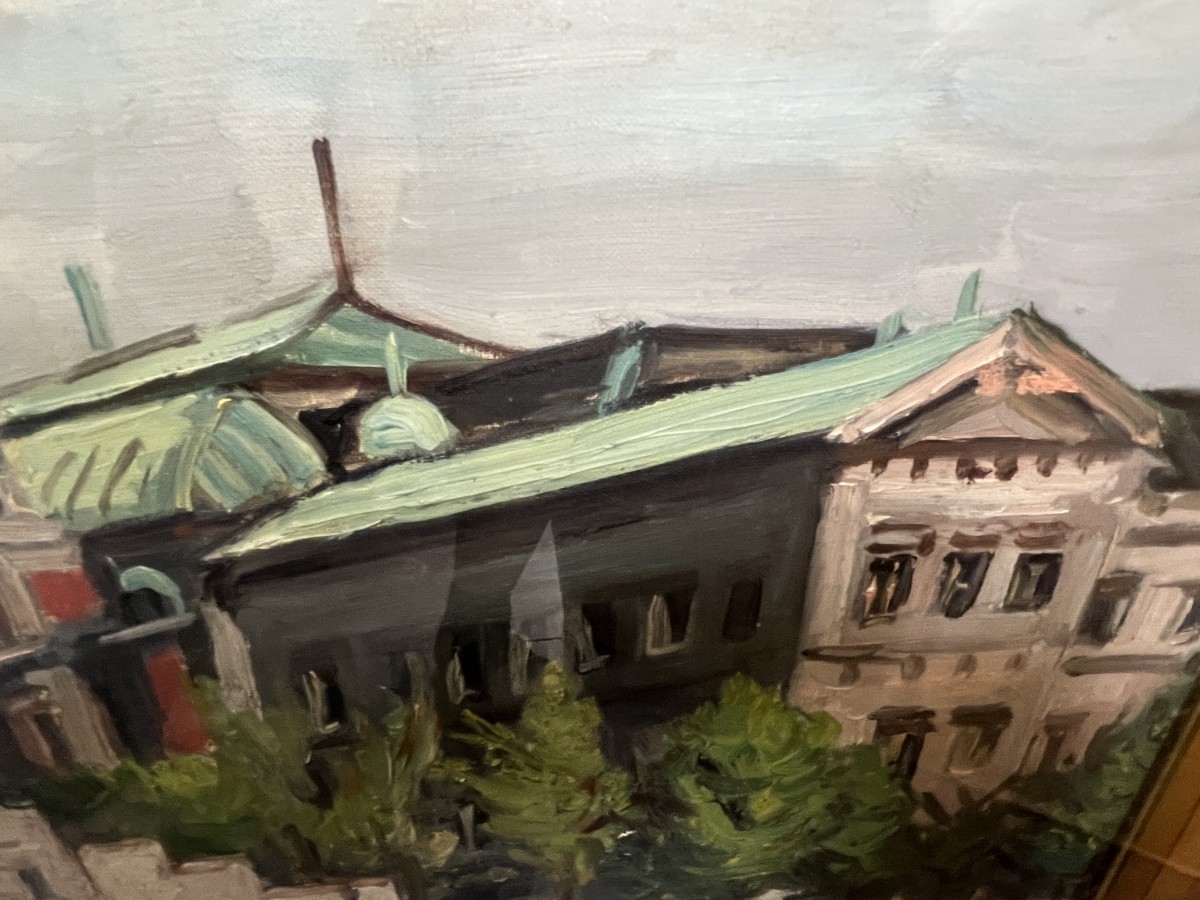 大阪・中之島の風景（中之島公会堂）油絵 原画 作者サイン入り