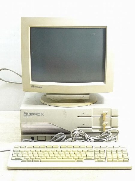 ▲162761*7▲NEC・PC98・ディスプレイ・本体・キーボード・3点セット・PC-KD881/PC-9801DX2/PC-9800シリーズ・ジャンク