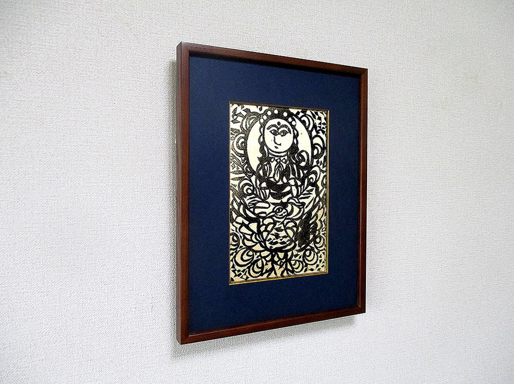本物保証]◇ 棟方志功・自刻 木版画【 孔雀明王・御先達 】昭和19年作 
