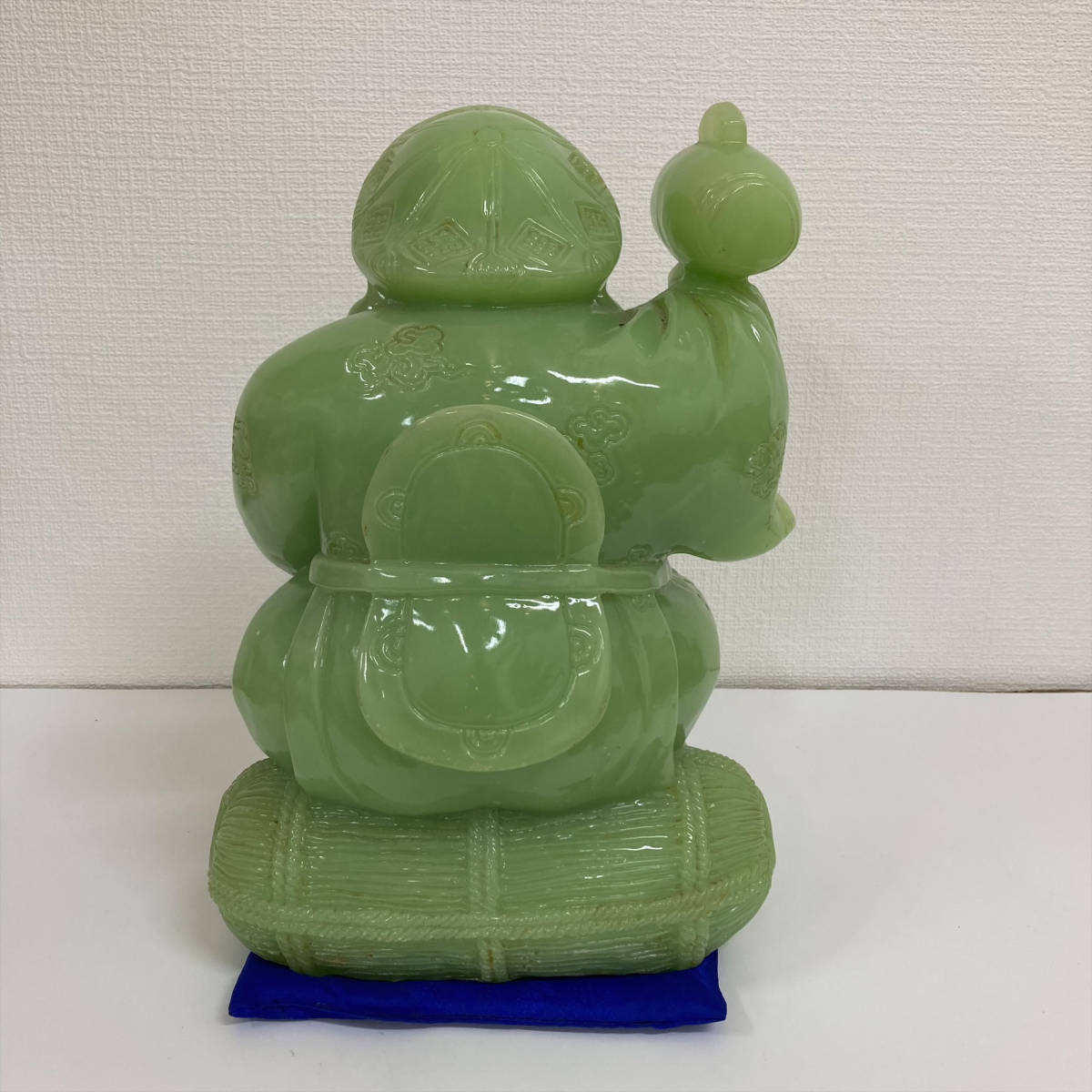 4094A 七福神 縁起物 置物 3点セット 翡翠風 大黒天 鉄製 大黒天 木彫