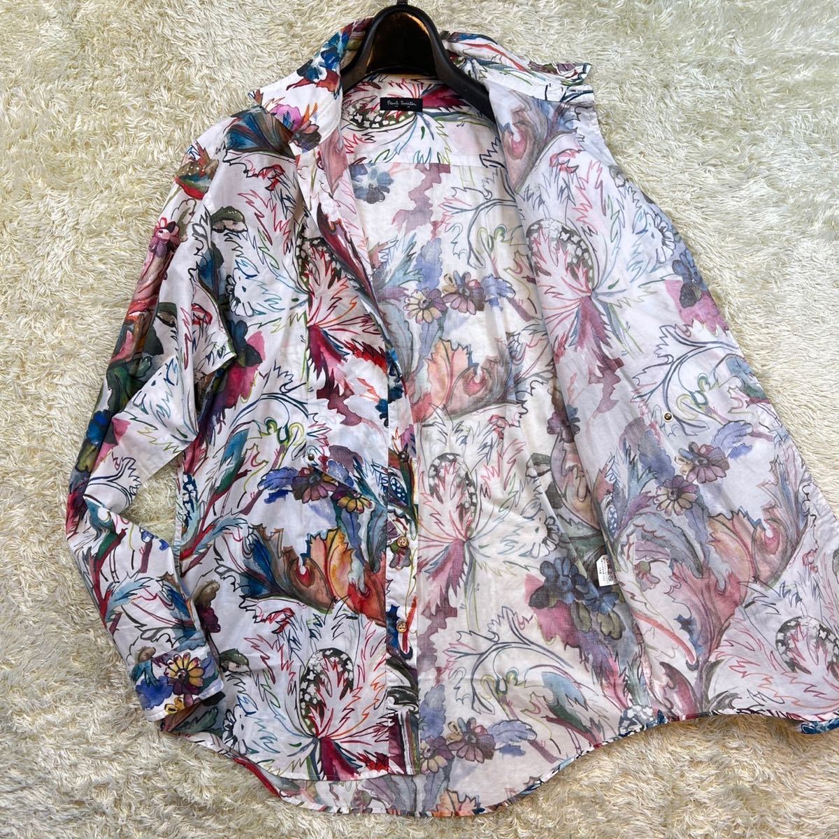 ポールスミスコレクション ペイント フラワー 総柄 水彩画 長袖シャツ  