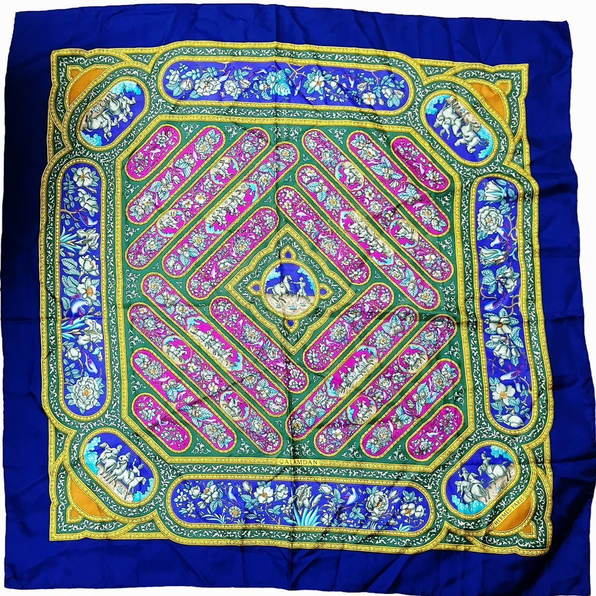 1円〜】美品◎ エルメス HERMES カレ90 QALAMDAN カラムダン シルク
