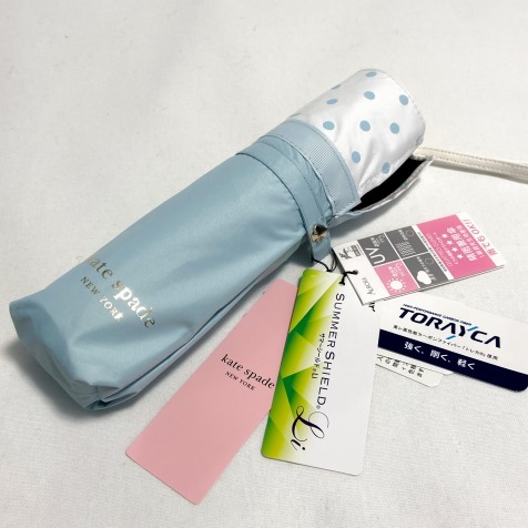 新品即決◆kate spade ケイトスペード 折りたたみ日傘◆サマーシールド/1級遮光/遮熱/晴雨兼用パラソル/折りたたみ傘/ミント af36-27