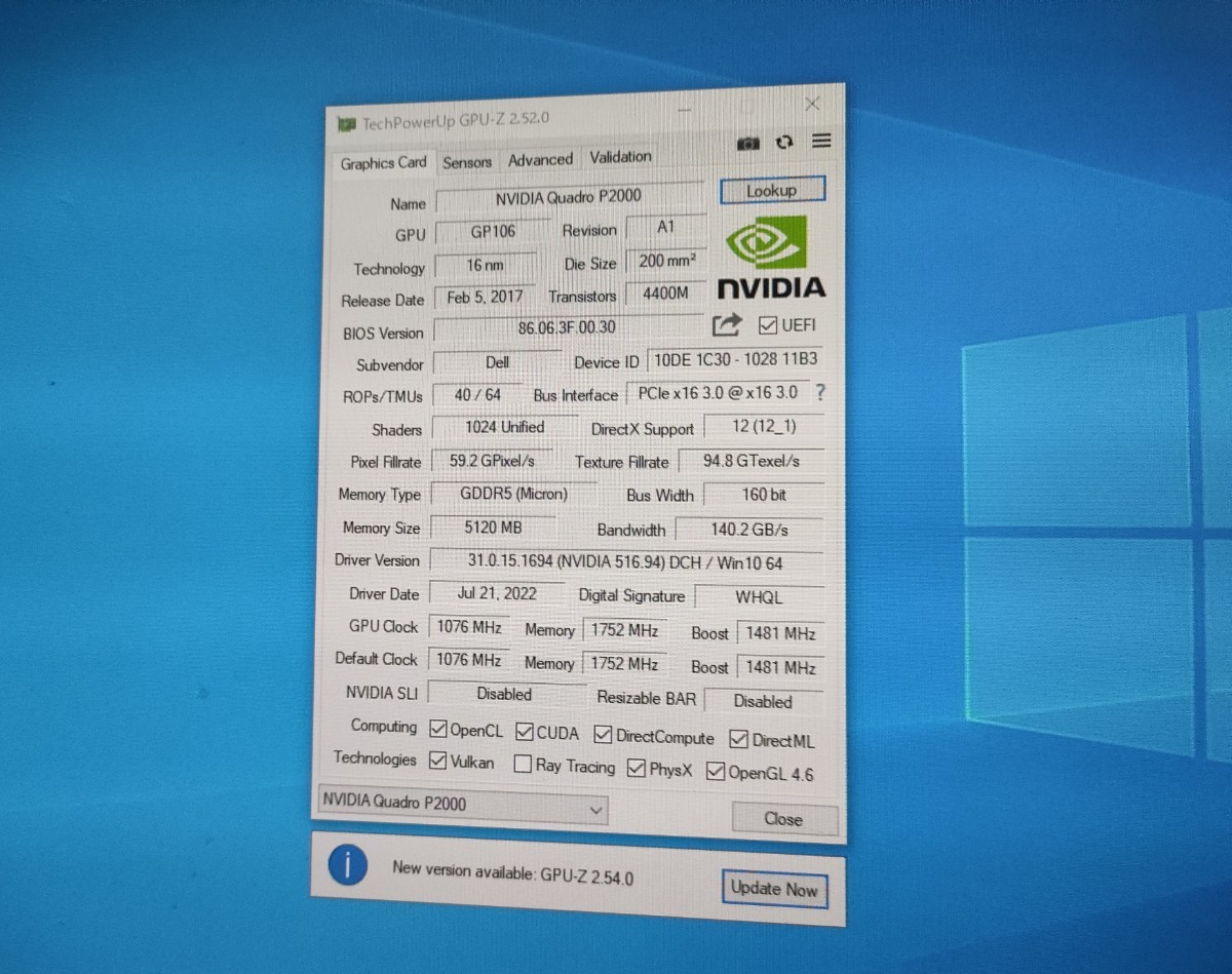 グラフィックボード NVIDIA Quadro P2000 DisplayPort 4 基板のみ