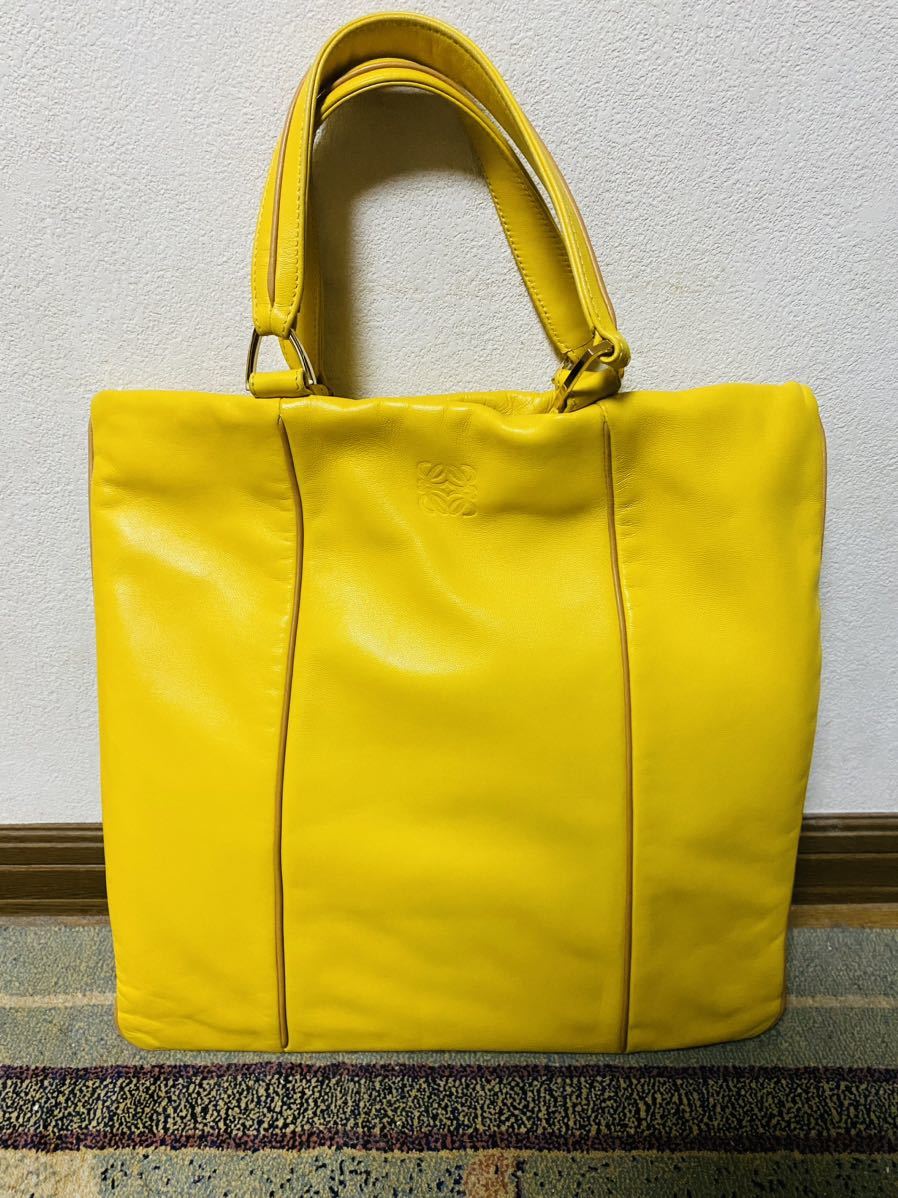LOEWE ロエベ トートバッグ ハンドバッグ レザー イエロー系 