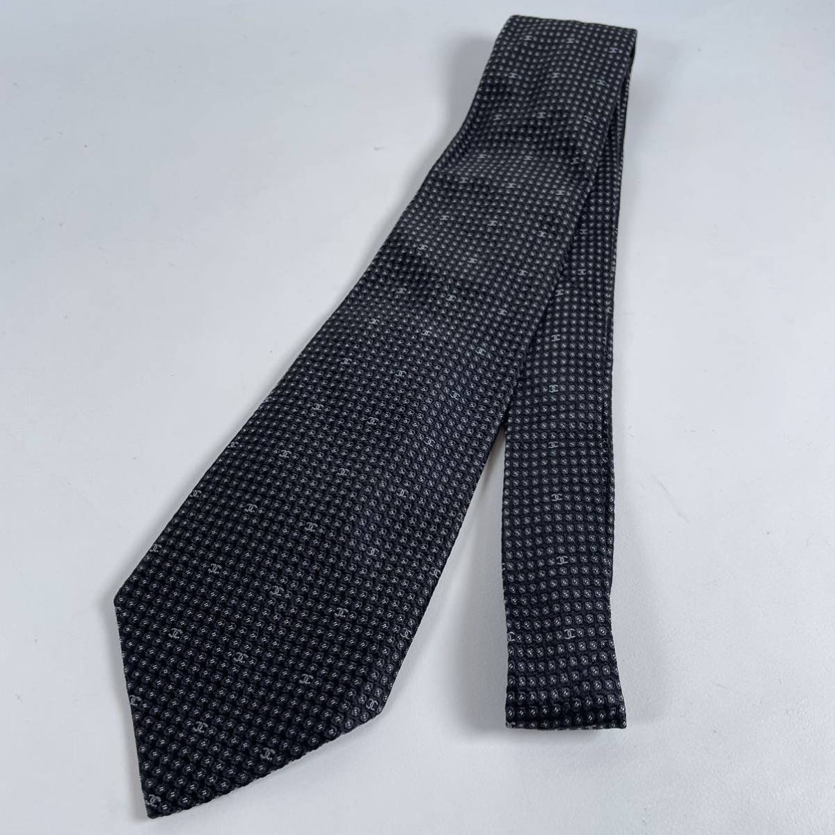 美品 CHANEL シャネル ココマーク シルク ネクタイ イタリア製