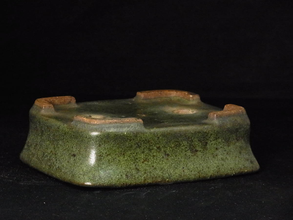 今岡 町直 緑釉外縁長方鉢 14．2cm 【公式通販】