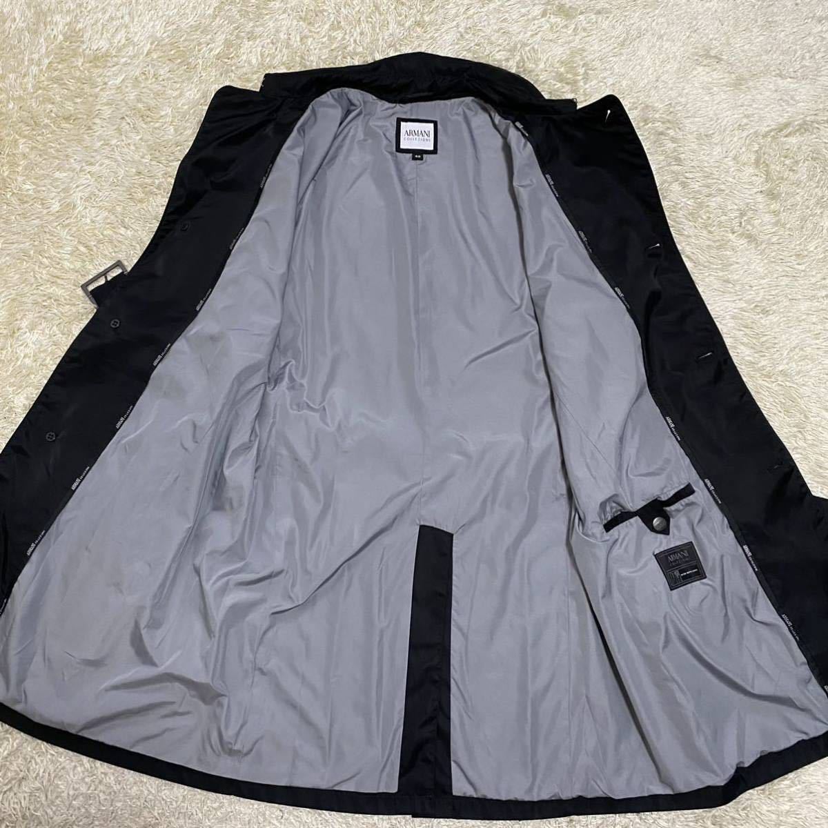【美品】ARMANI COLLEZIONI 撥水加工 トレンチコート ブラック 撥水加工◎ アルマーニ 『紳士の一着』 ARMANI COLLEZIONI トレンチ